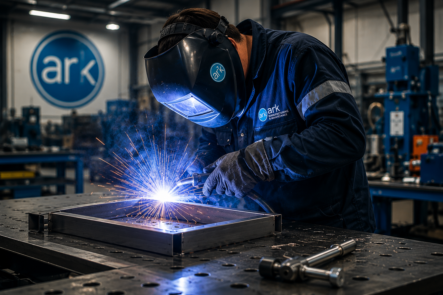 ARK technician welding in the Sydney workshop